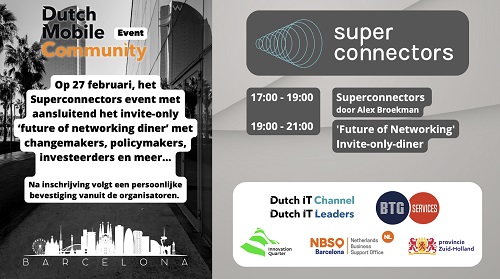 Nederlandse Superconnectors netwerk diner tijdens MWC in Barcelona